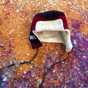 Red flannel winter hat - toddler